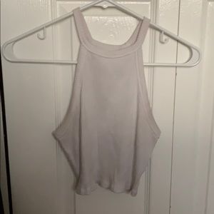High neck white crop top
